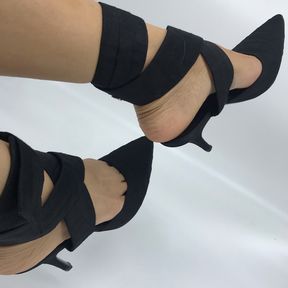 Chanel Black Ankle Strap Wrap Heels - Picture 3 of 8